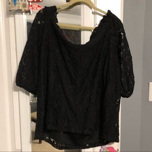 Lane Bryant black lace cold shoulder